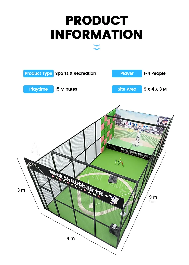 Indoor Virtual Reality Sports Ar Projection Smart Baseball Simulator Baseball Simulation Interactive Games for Game Center
