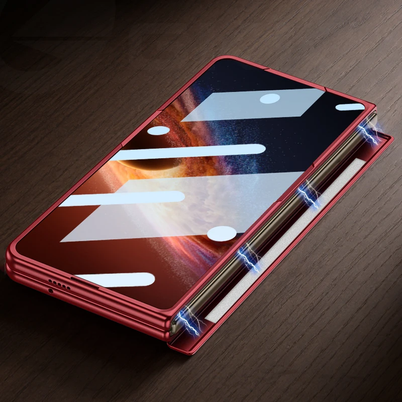 Magnetyczne etui z uchwytem pierścieniowym do Honor Magic V6, kompatybilne z bezprzewodowym ładowaniem Magsafe, szklany ekran, twarde plastikowe etui do Magic V6. — zdjęcie produktu 5