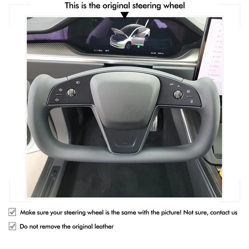 Suede leather carbon fible Hand sewing Car Steering Wheel Cover for Tesla Model S 2021-2023 Model X 2021 2022 2023