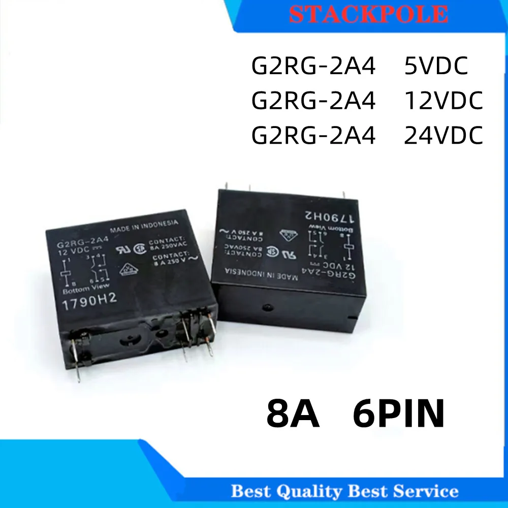 

2PCS100%New Relay G2RG-2A4 5VDC 12VDC 24VDC 8A 6PIN 5V 12V 24V