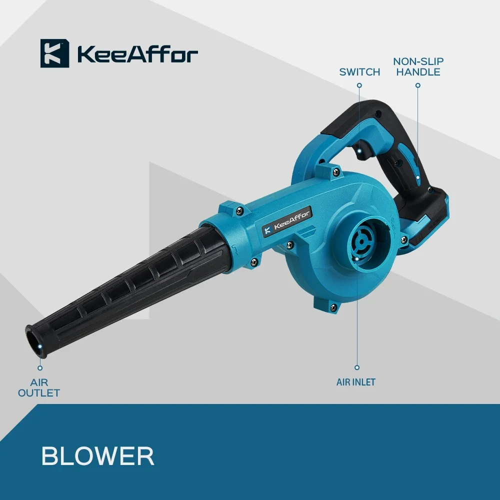 KEEAFFOR 3500W High-speed Electric Air Blower & Cleaner 2in1 Cordless Cleaning Blowing Dust Leaf For Makita 18V Battery