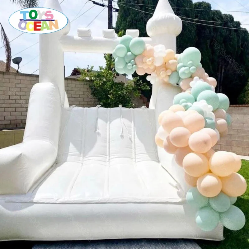 White Bouncy Castle Slide White Wedding Inflatable Bouncy Castle/ Moon Bounce House/ Inflatable Jump Castle Bouncer for Wedding