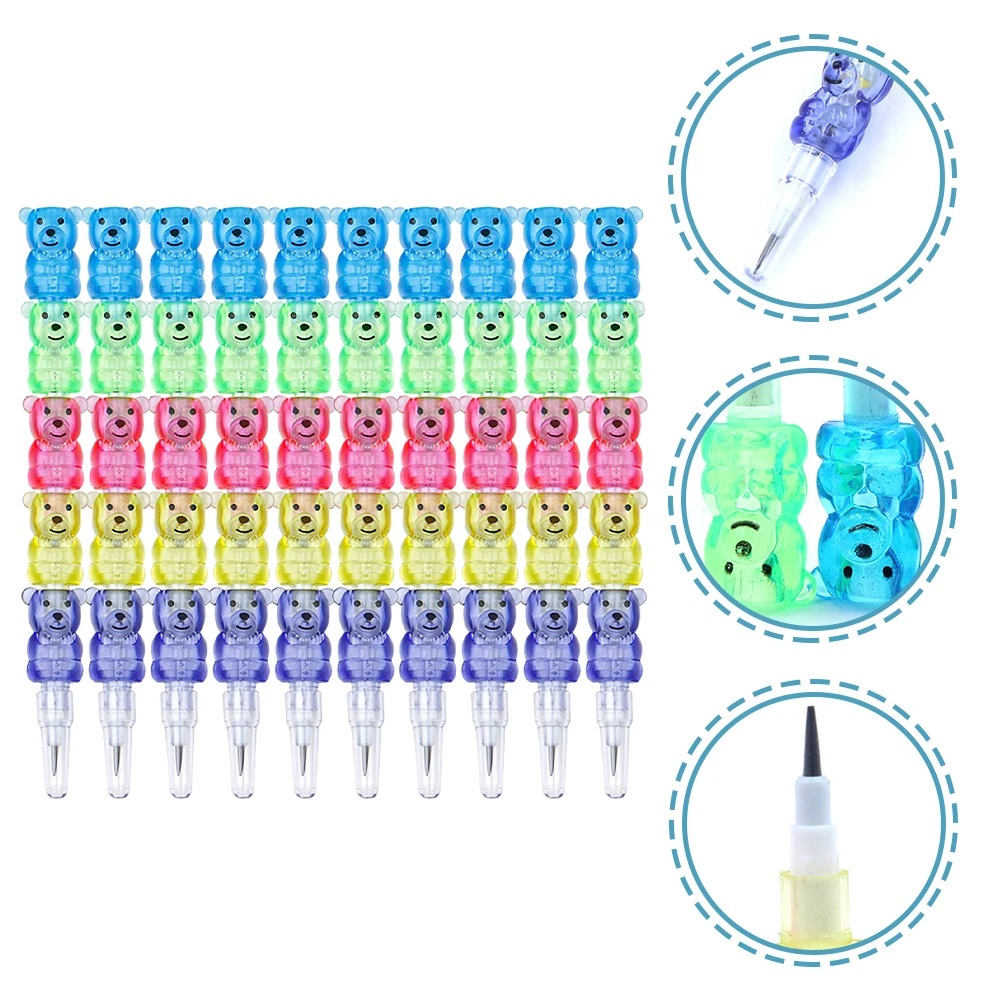 

10 Pcs Cartoon Bear Shaped Pencils Cute Stackable School Supplies Students Writing Painting Kids Christmas Birthday Party Favors