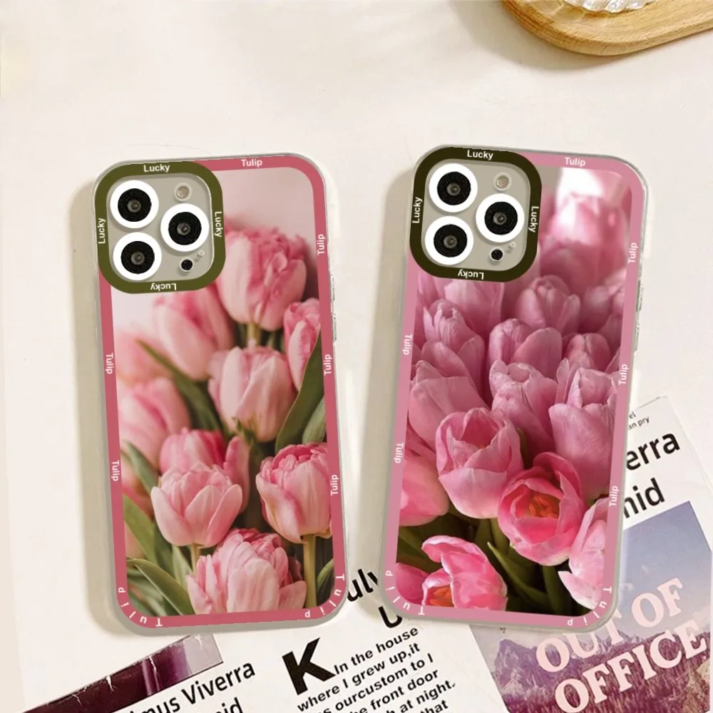 Чехол для телефона с цветами тюльпана для iPhone 12 11 13 14 Pro Max XR XS Max X SE2020 7 8 Plus
