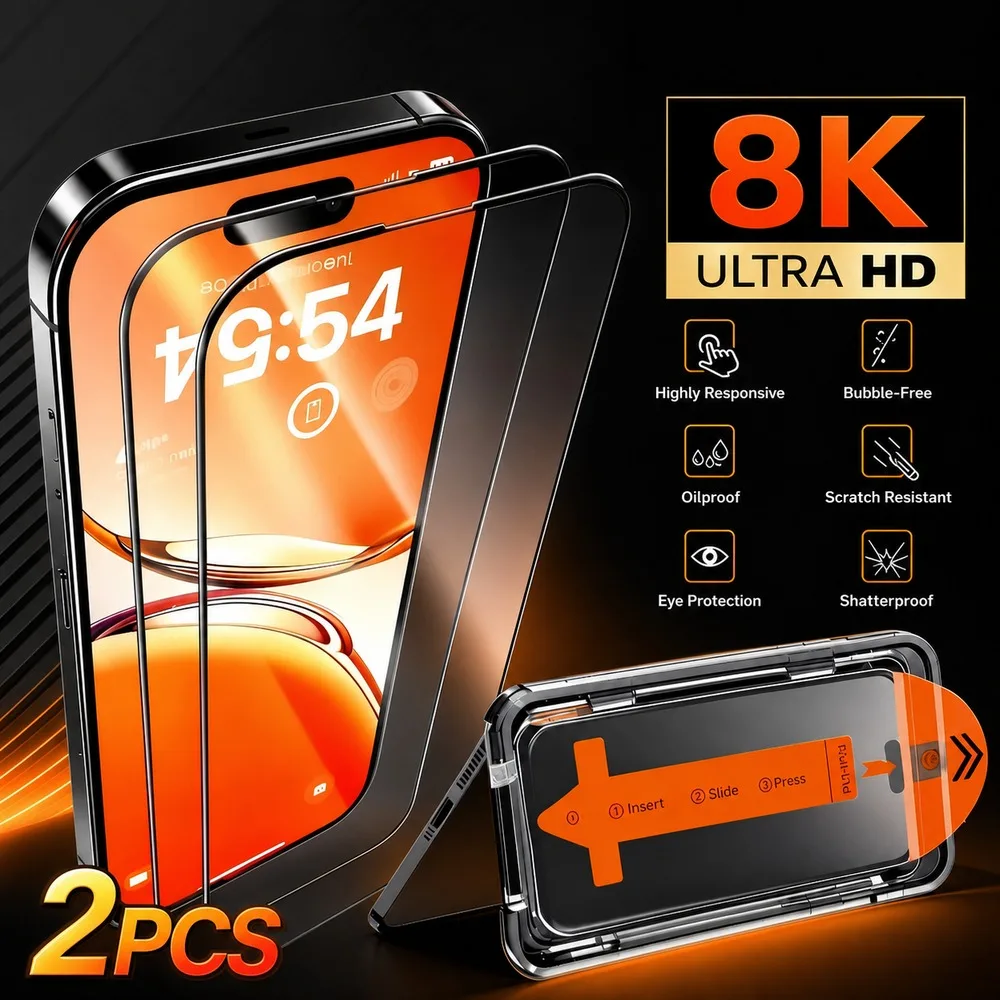 2 protections d'écran en verre trempé pour iPhone 18 17 16 15, anti-rayures, anti-éclats, résistant à l'eau, HD, pour iPhone 14 13 12 11