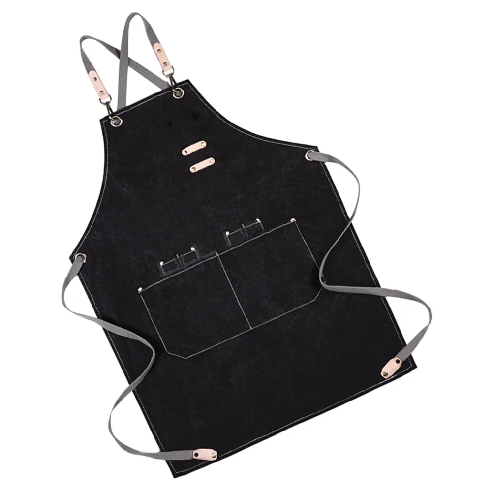 

Apron Halter Neck Canvas Adult Cooking Kitchen Restaurant Wedding Comfortable Pockets Suitable Home Cafe