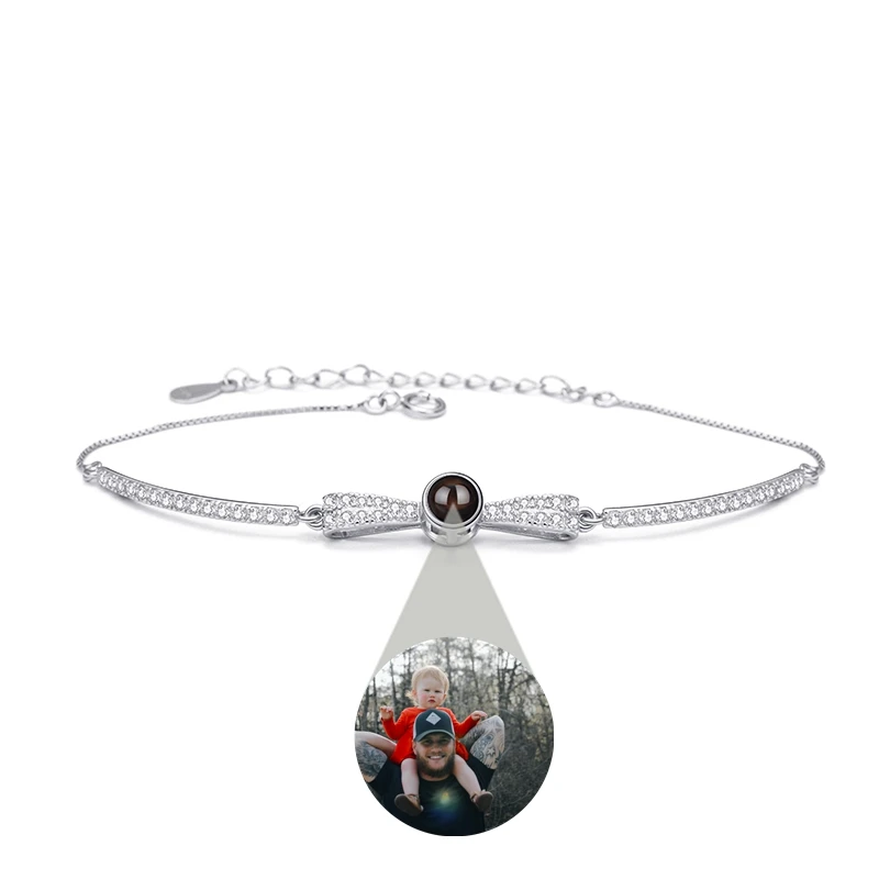 Naszyjnik z projekcją zdjęć na zamówienie dla kobiet, naszyjnik z zawieszką w kształcie muchy, prezent dla dziewczyny, najlepszej przyjaciółki, personalizowany, srebro próby 925