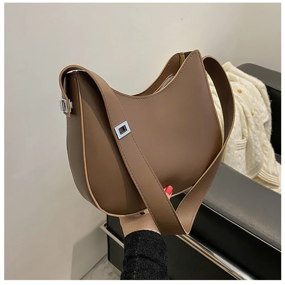 Half-Moon Small Shoulder Underarm Bags for Women 2023 Spring New High-quality PU Leather Handbag Luxury Brand Tote