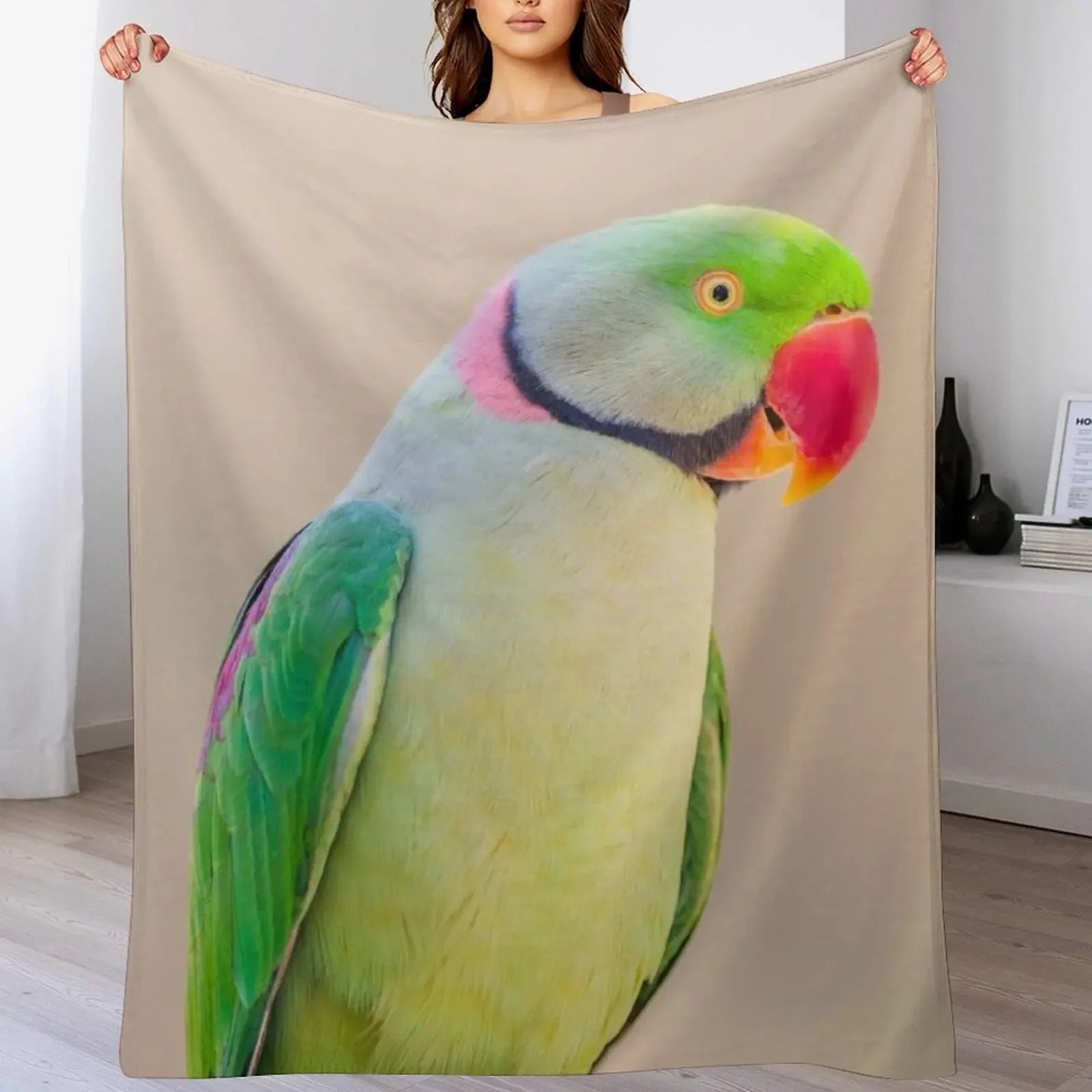 

Indian Ring Neck On Stick Throw Blanket Flannel Travel Cute Blankets