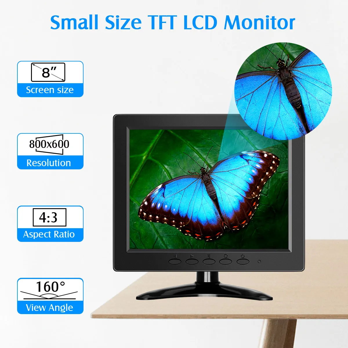 Imagem -04 - Eyoyo-monitor Lcd Pequeno Cctv de Segurança Doméstica Tela 800x600 Vga av Entrada Bnc Novo 2023