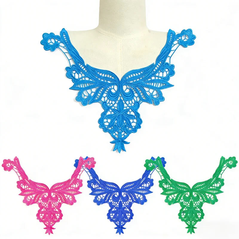 

Two sets of exquisite lace embroidery fabric accessories for DIY, which can be sewn onto gowns, skirts and wedding dresses.