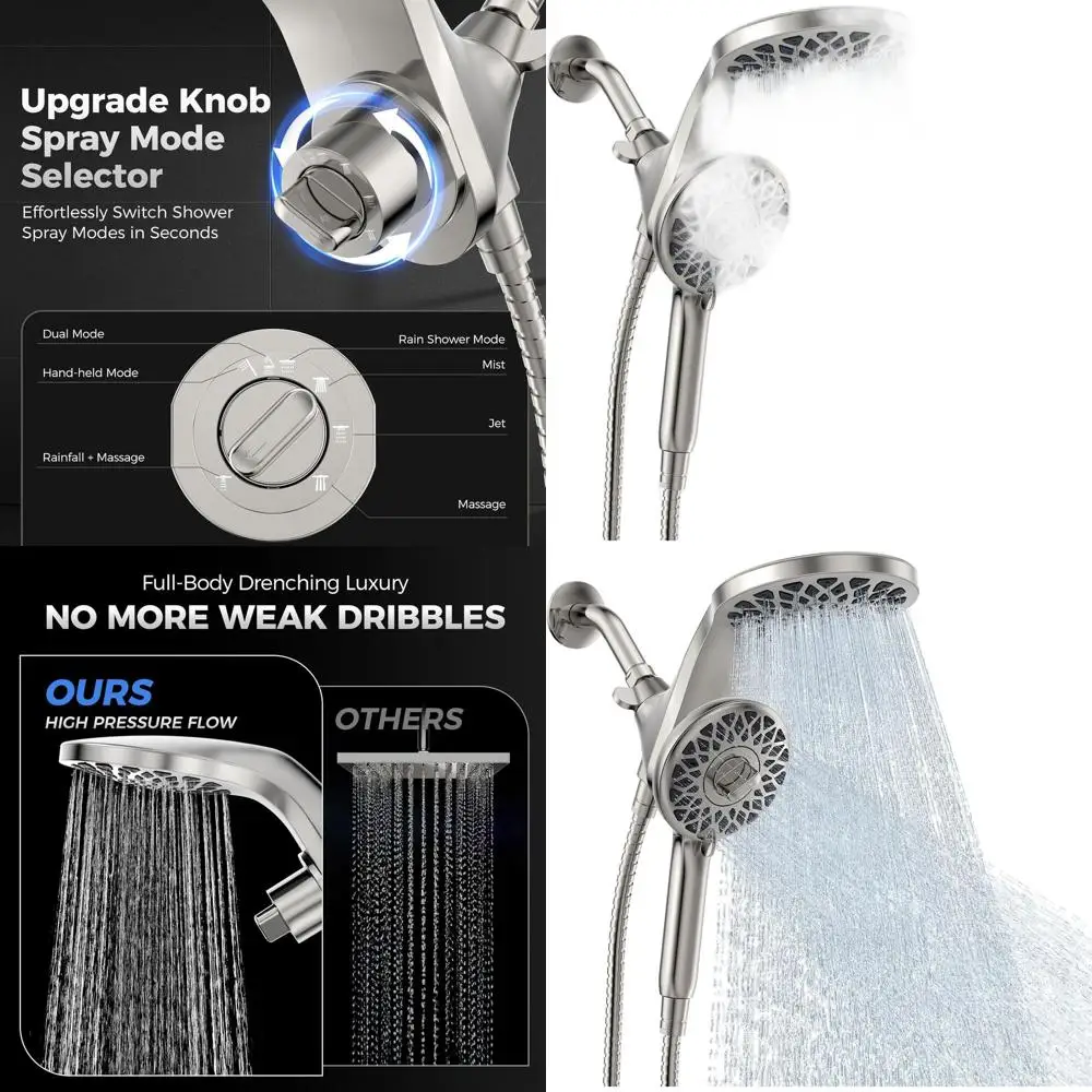 Dual-Function Shower System: High-Pressure Rain & Handheld with 10 Modes and Magnetic Dock