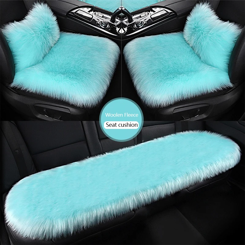 

Winter Long Sheep Plush Car Rear Seat Cushion Auto Seat Cloak Thickened Warm Washable Universal Style Plush Long Seat Cushion