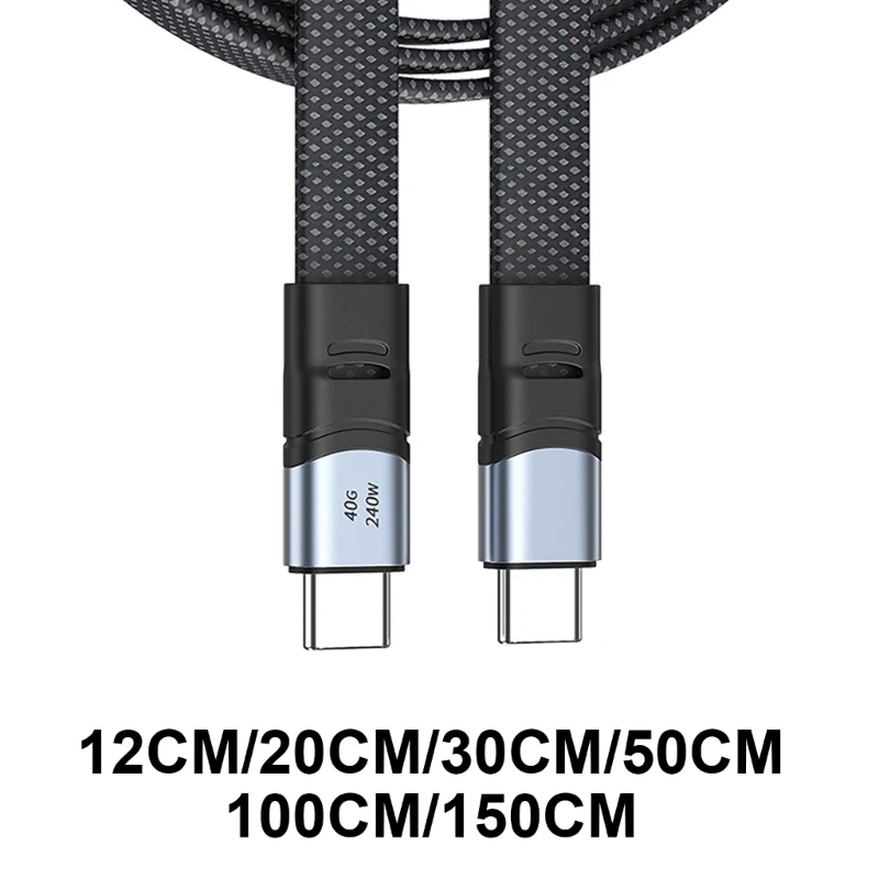 240W Quick Charging Type C to C Data Cable PD240W 40Gbps/8K60hz Video for Fast Speed Transfer Flat Nylon Cord