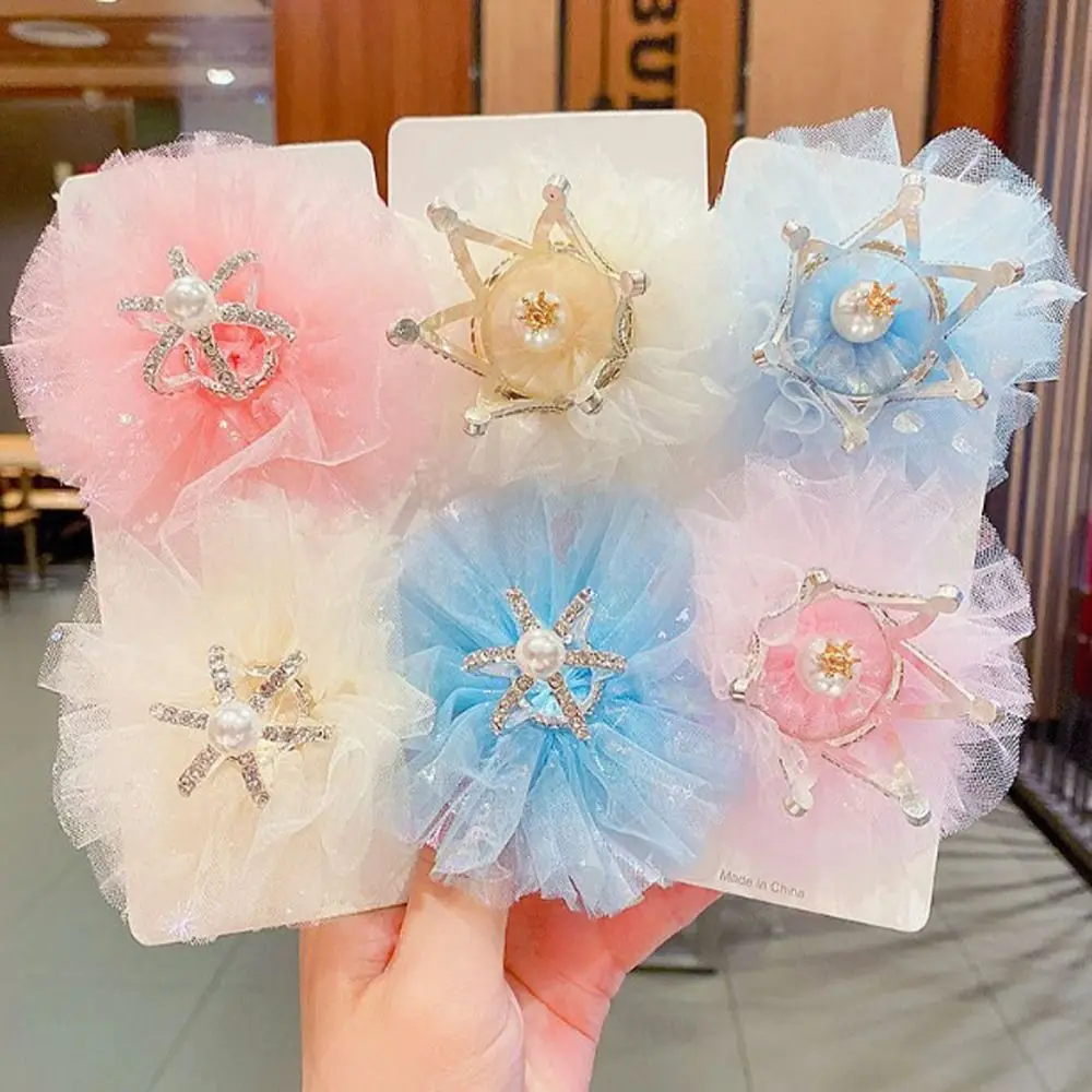

Fairy Lovable Sweet Crown Rhinestone Headdress Pearl Tiara Hair Clip Girl Hairpin Headwear Hair Accessory