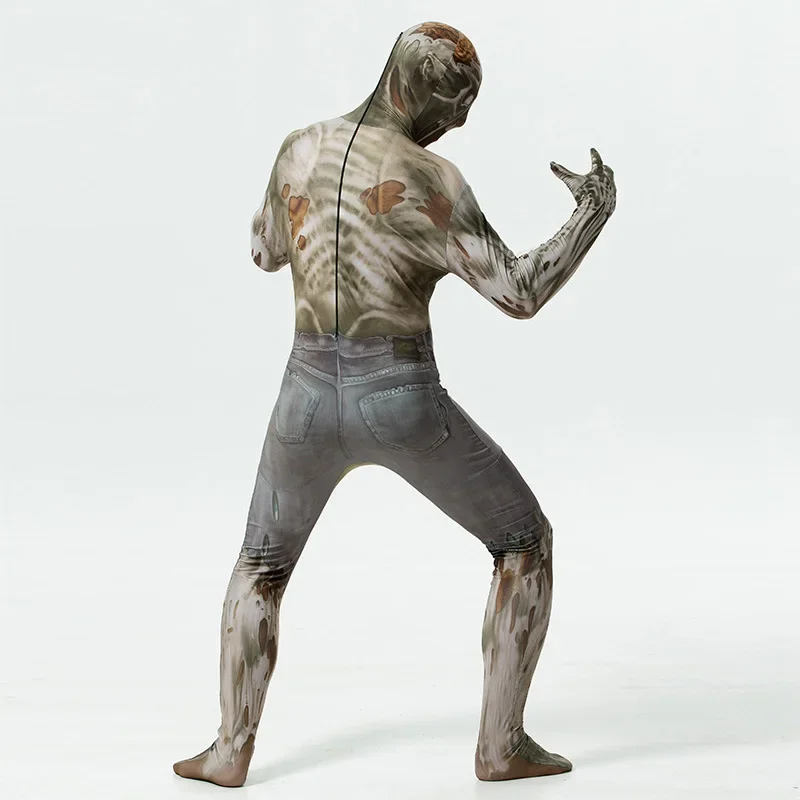 Assustador zumbi monstro cosplay das mulheres dos homens horror zentai terno halloween macacão carnaval festa terror traje role play c58a09