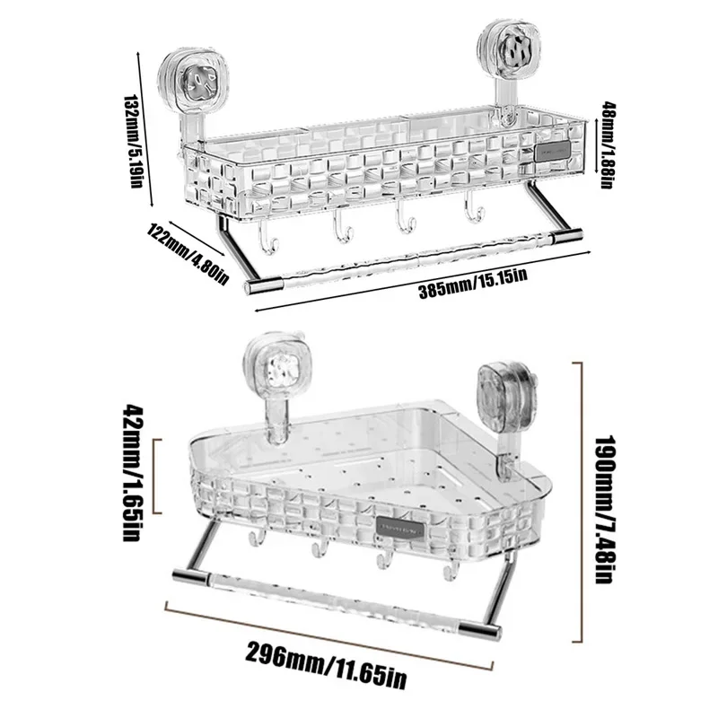 Bathroom Suction Cup Shelf Punch-Free Corner Storage Rack kitchen Toilet Bathroom Shower Triangle Rectangular Storage Shelves