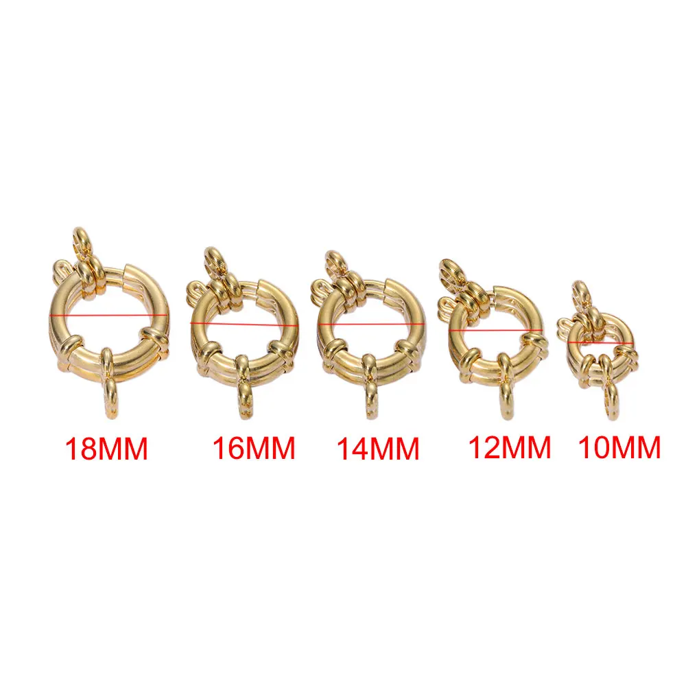 4Pcs Stainless Steel Round Spring Ring Clasps Hooks For Clasp 8 Connectors Bracelet Necklace DIY Jewelry Making