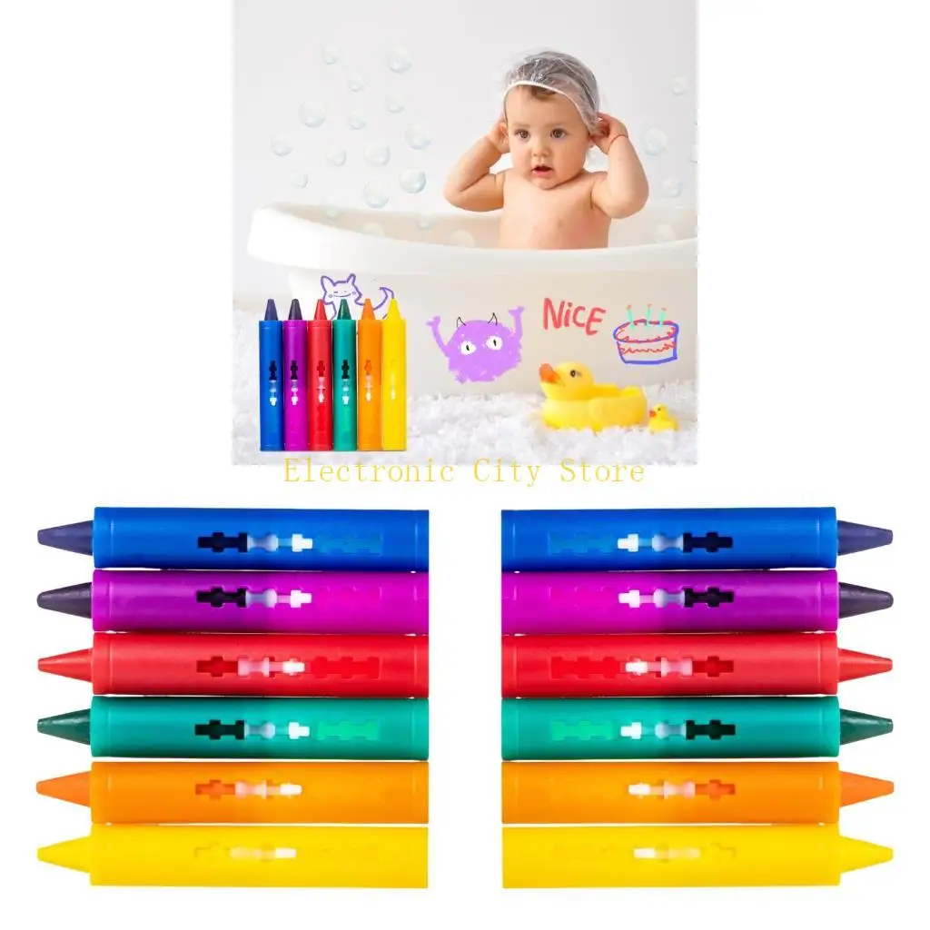 

6 Color Easy to Grip Crayon with Pen Holder For Kids Aged 3 Doodling Art Drawing HU8D