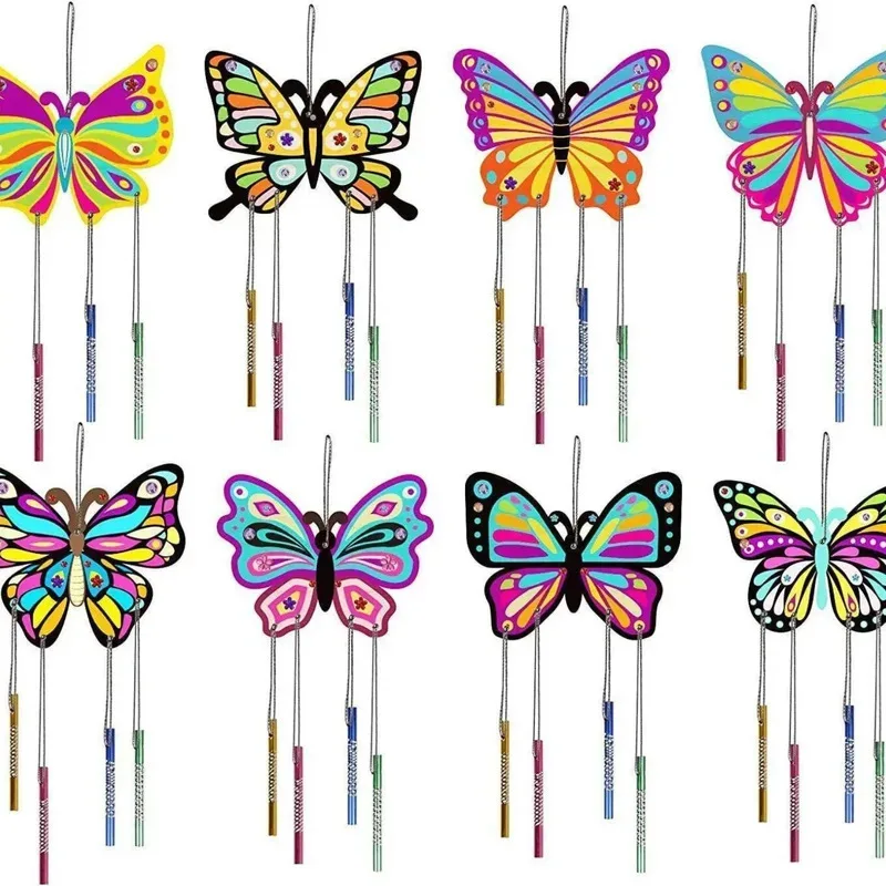 

Kids 3D Butterfly Wind Chime DIY Kit Wooden Arts and Crafts to Paint Handmade Butterfly Craft Supply