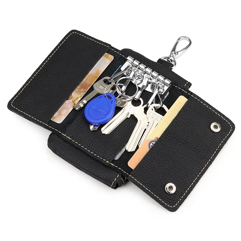 Portachiavi in pelle portafogli per donna uomo portachiavi con 6 ganci porta carte Organizer portamonete portamonete portachiavi portafoglio donna