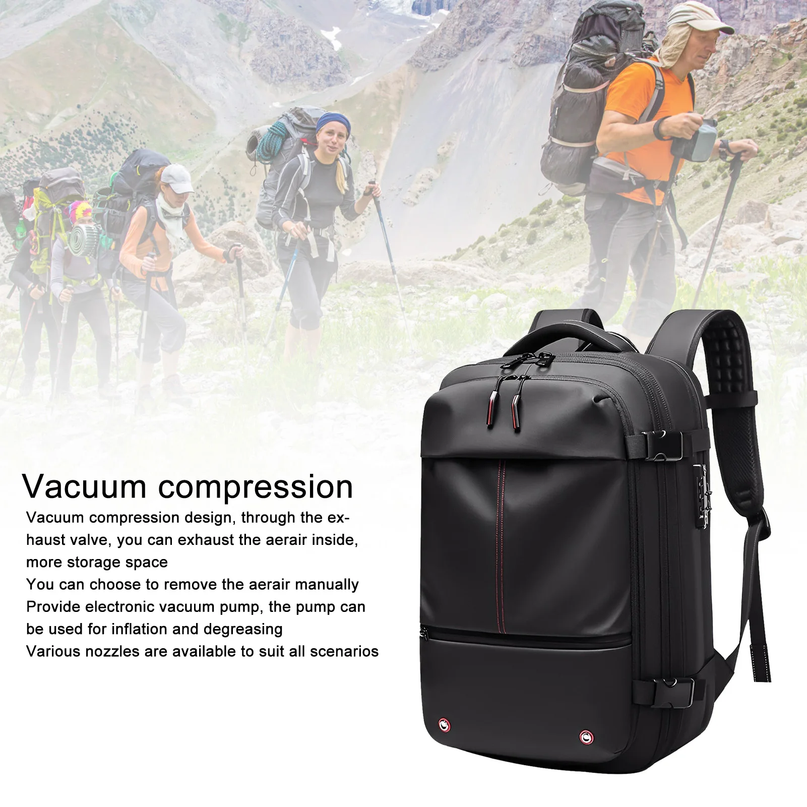 Expandable Travel Backpack Large Capacity 19 Inch Casual Waterproof Multipurpose Vacuum Backpack for Business for Men Backpack