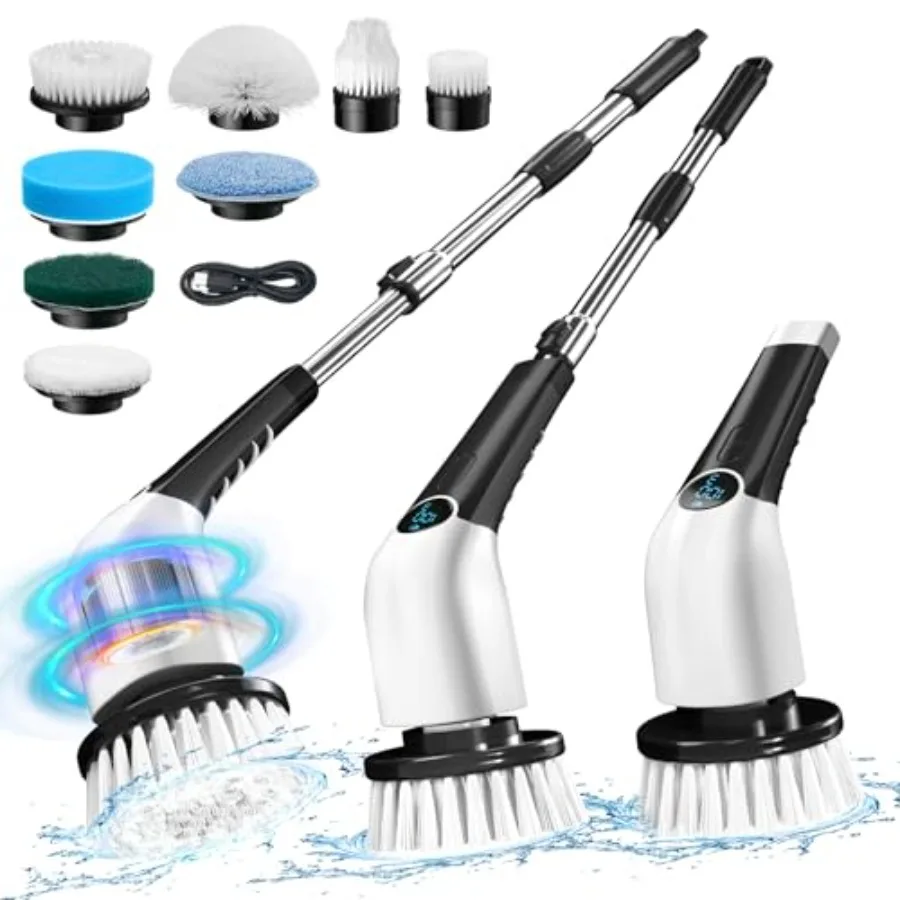 

Electric Spin Scrubber, Cordl Power Scrubber Up to 420RPM Powerful Cleaning, Shower Scrubber for Cleaning Bathtub, Tile and Flo