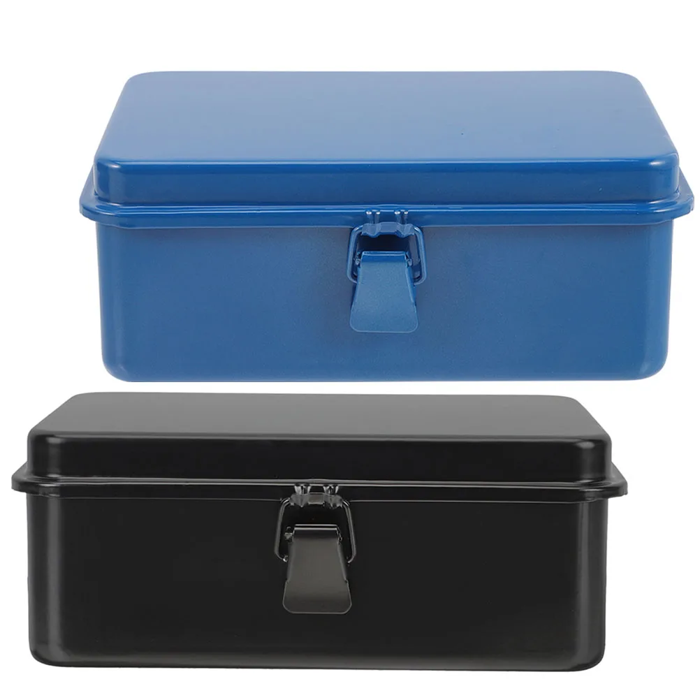 2pcs Metal Tool Box Iron Toolbox Organizer Locking Storage Container Waterproof Tools Case Heavy Duty Mechanics Organizer