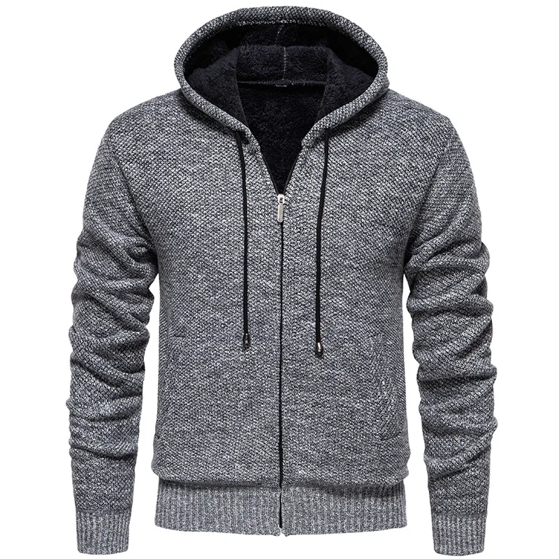 

2025 Autumn Winter New Sweater Men's Jacket European American Fashion Casual Knitted Cardigan Hood