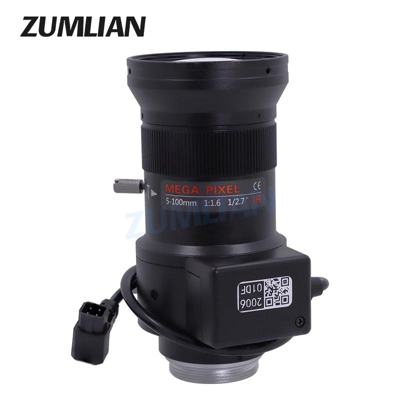 ZUMLIAN 5-100mm CCTV Lens 1/2.7 Inch CS-Mount Varifocal Lens Auto Iris with IR F1.6 CMOS for Security Surveillance Cameras