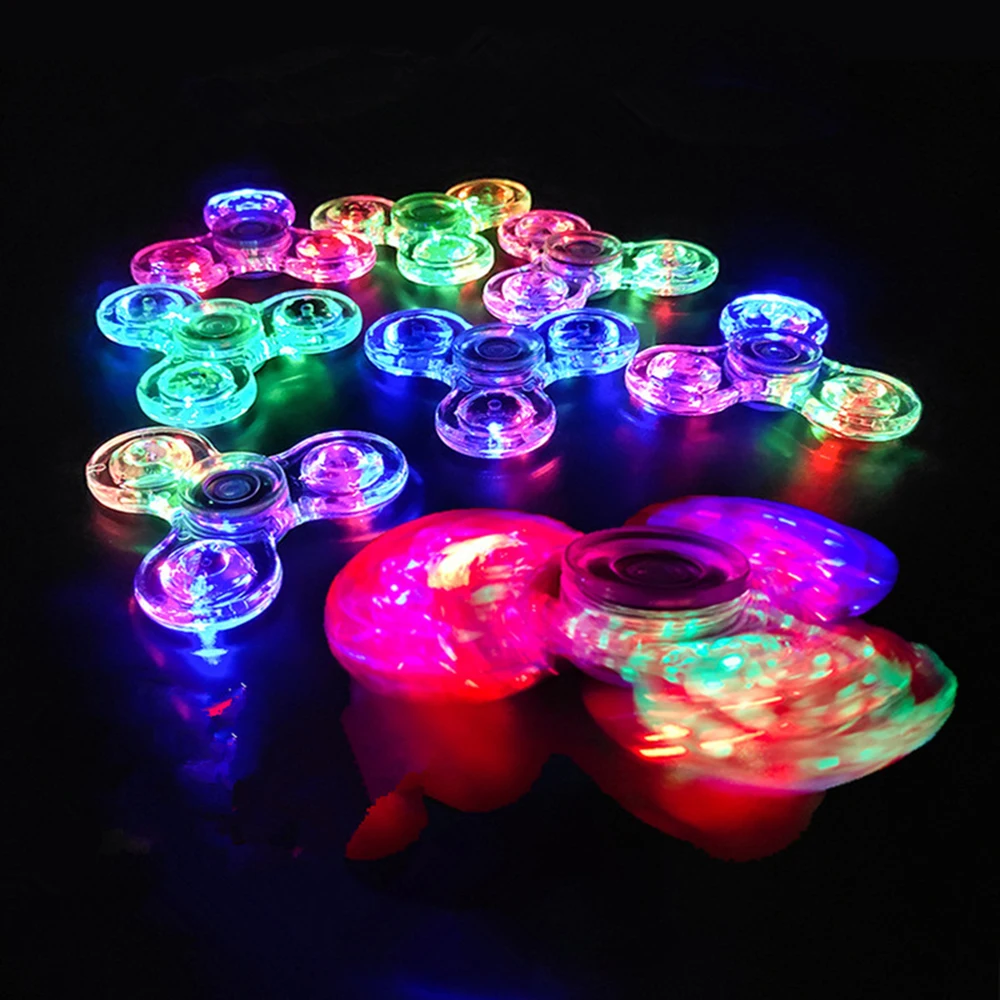 Luminous LED light Fidget Spinner Hand Top Spinners Glow in Dark Light EDC Figet Spiner Finger Stress Relief Toys