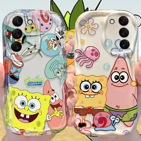 S-SpongeBobs Case for Samsung Galaxy S24 S23 S22 S21 Ultra Plus S20 FE A73 A72 A71 A55 A54 5G A53 A52 A51 4G A50S A50 Soft Cover
