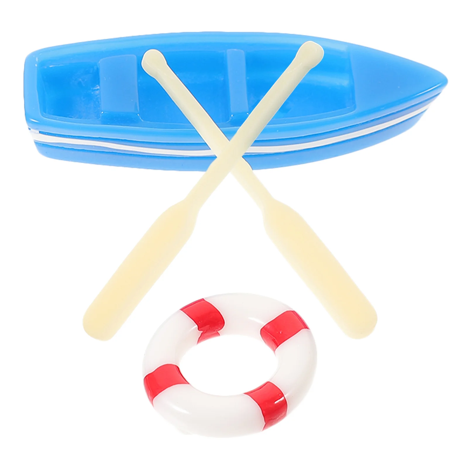 1Set Mini Beach Boat Ornament Resin Ring Micro Landscape Garden Home Office DIY Decoration Supplies