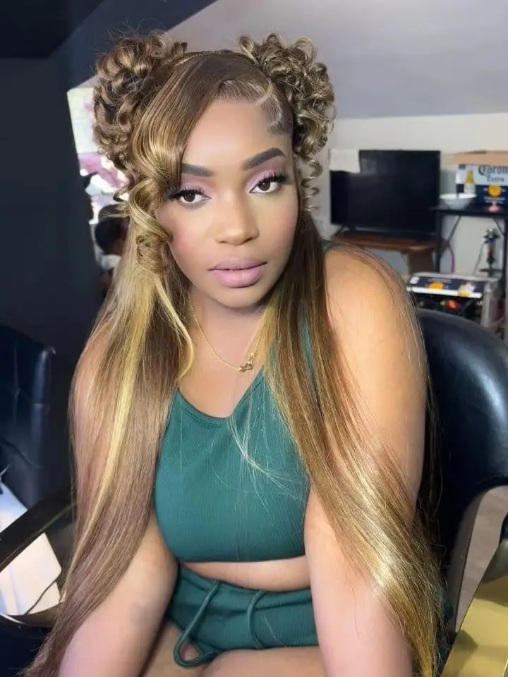 Blonde Straight Wig Virgin Hair US Warehouse Fast Shipping 100% Virgin Highlight Human Hair 5x5 HD Lace Frontal Wig 180 Density 20 28 36 Inch Quick Dispatch