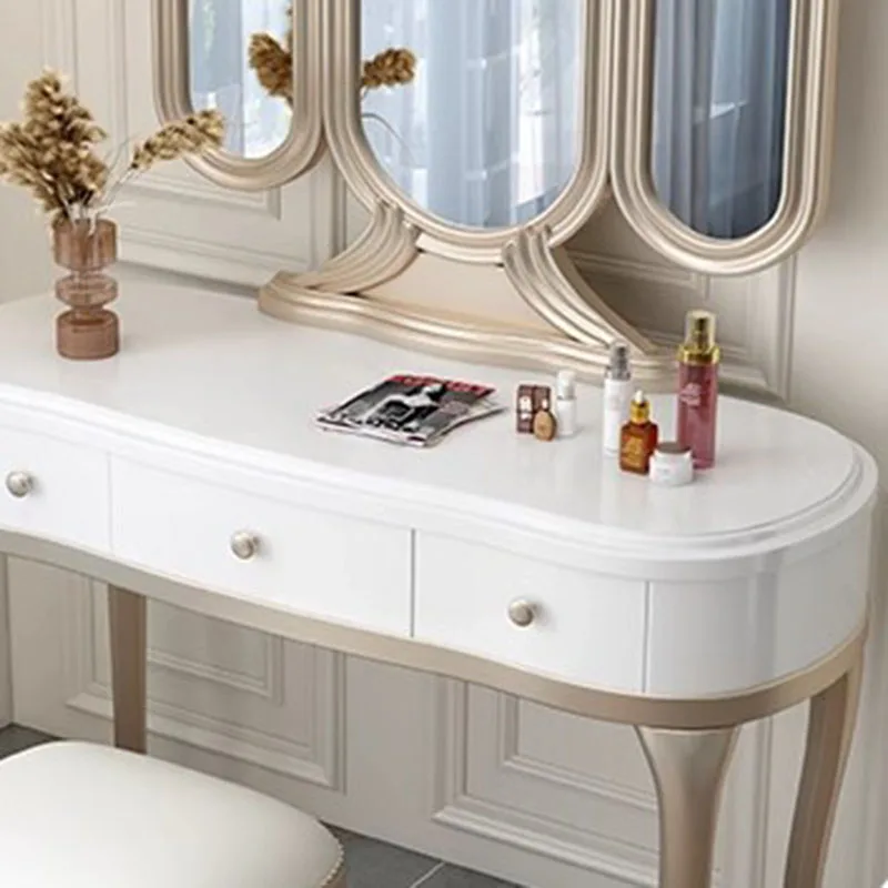 Luxury Mirror Dressing Table Design Drawer Nordic Dressing Table Aesthetic Girls Makeup Penteadeira De Maquiagem Home Furniture