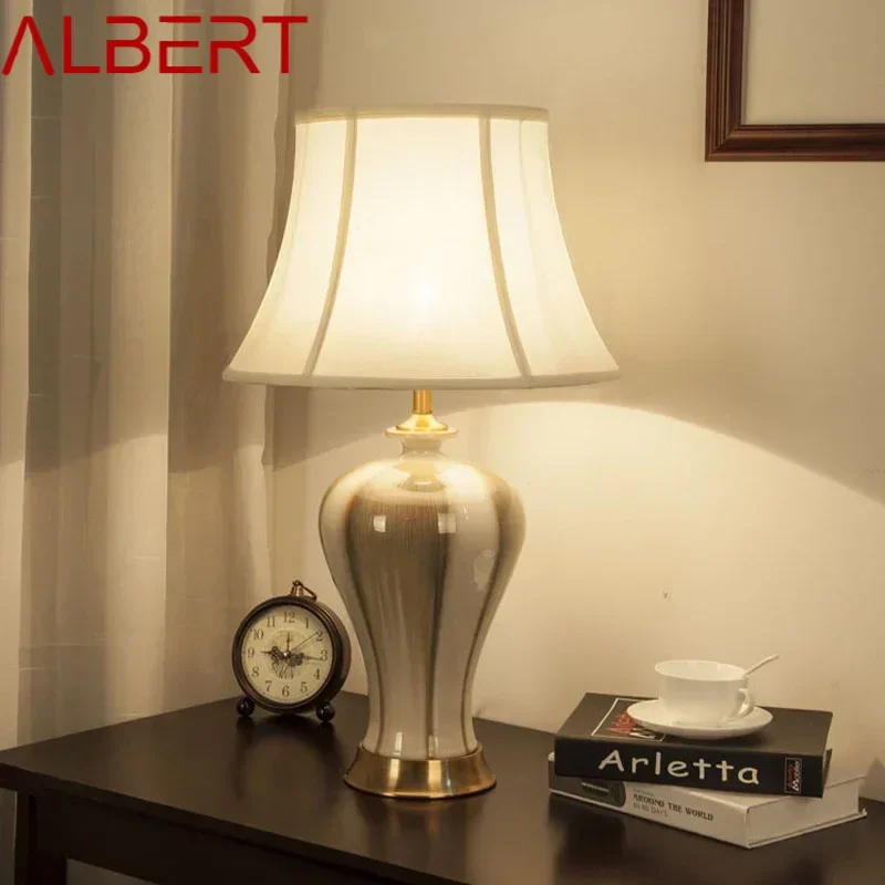 ALBERT Contemporâneo CeramicTable Lamp Criatividade Sala de estar Quarto Estudo Hotel Homestay Engenharia Luz de mesa