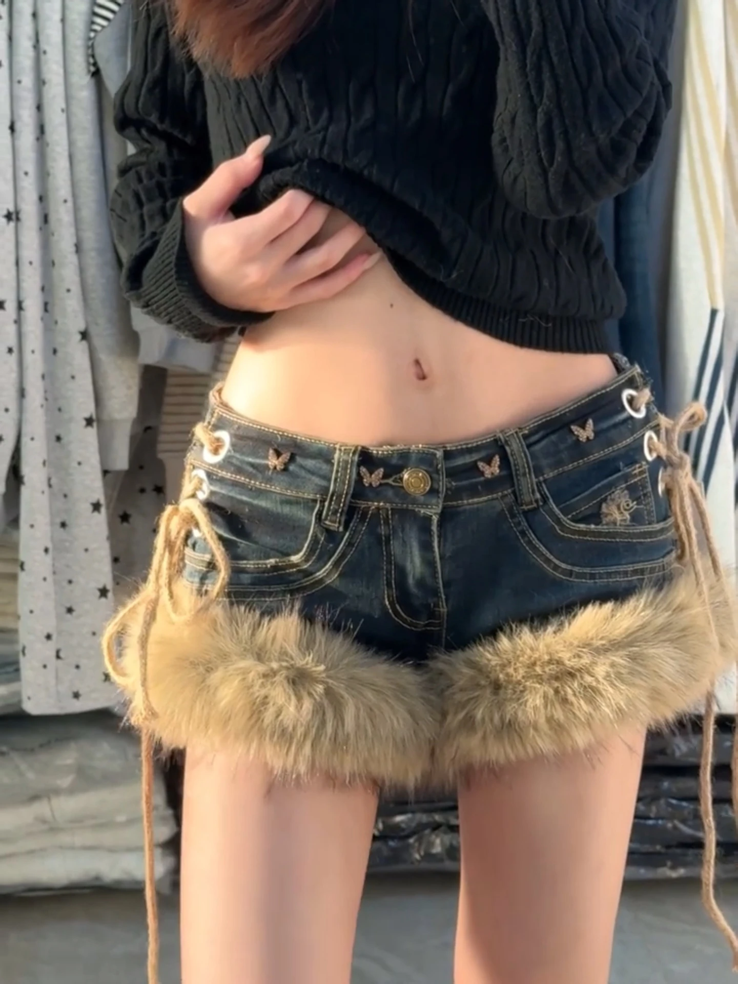 

Low Waist Plaid Faux Suede Short Shorts Women's Autumn Winter Fashion Trendy Spicy Girl Style Zipper Closure Bodycon Hot Pants