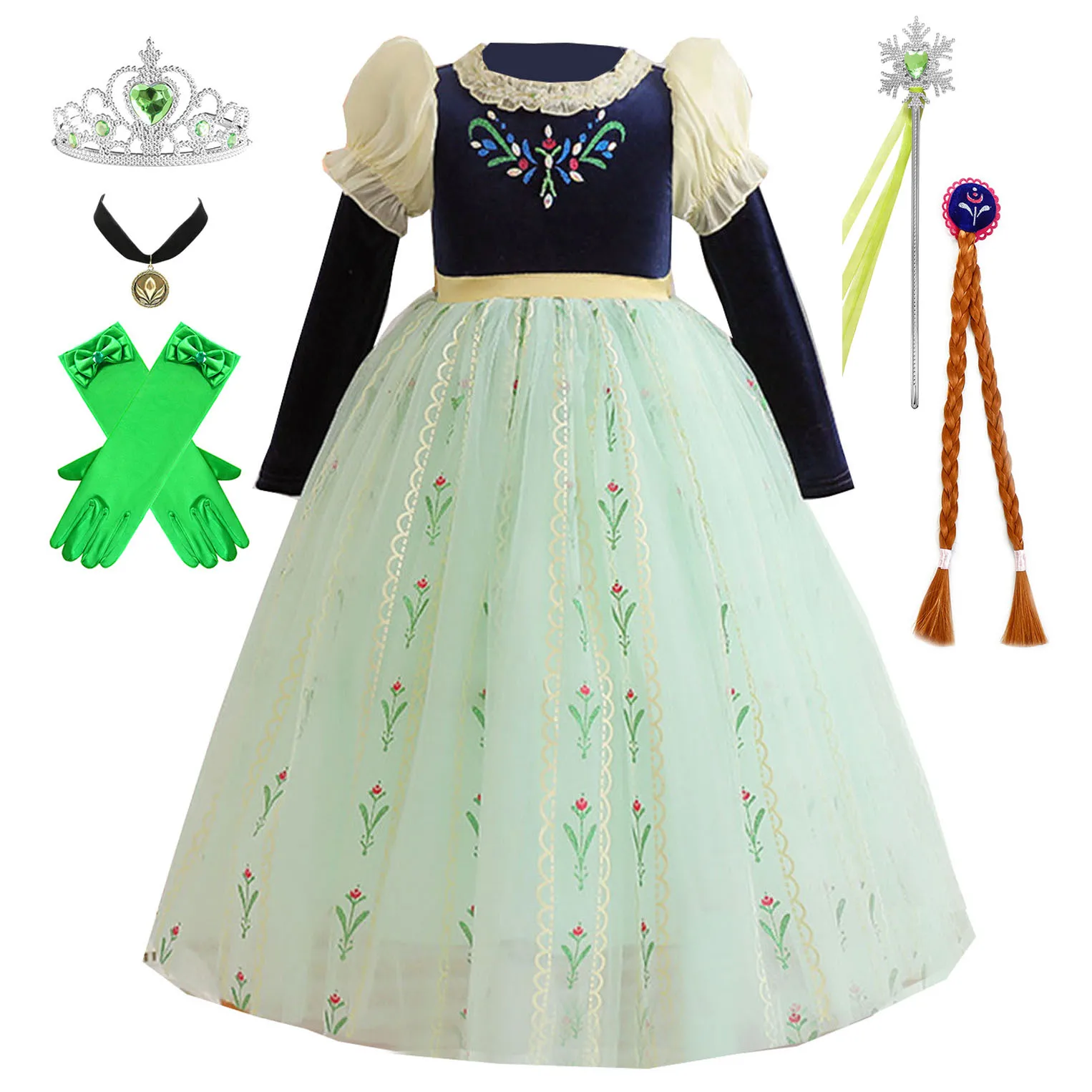 Grace mn-Robe de Princesse Frozen Anna pour Petite Fille, Cosplay de ixd'Anniversaire, Halloween, Cadeau de Noël