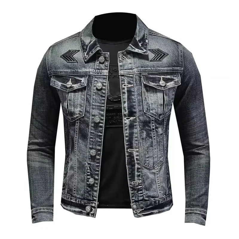 

Spring Autmn Men's Denim Jacket Fashion Man Streetwear Hip Hop Jeans Coats Men Vintage Washed Black Zipper Biker Cow boy Coats