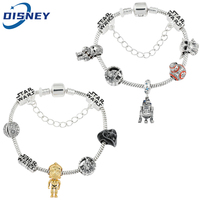 Disne Star War Bracelet Jewelry Spaceship Yoda Baby Bb8 Death Star Darth Vader Pendant Beads Bracelet for Women Fashion Bangle