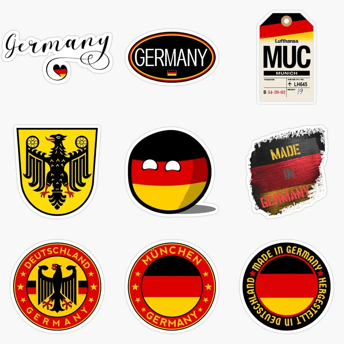 D Germany Deutschland Flag Eagle Emblem Creative PVC Sticker for Decorate Wall Room Truck Motorcycle Camper Bicycle Van Table