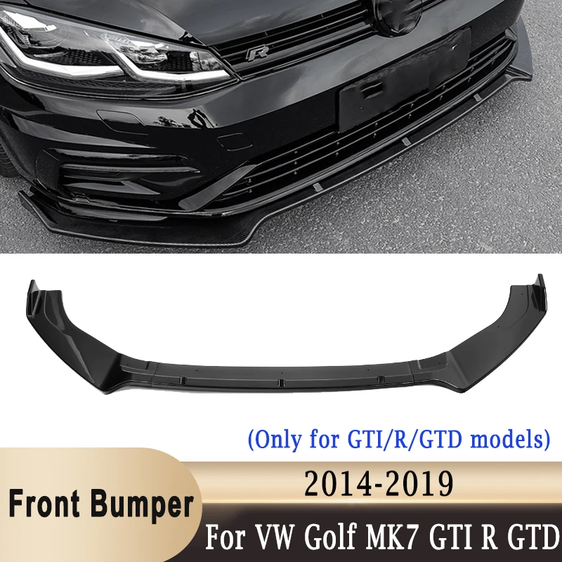 

3Pcs Front Bumper Lip Spoiler Splitter Gloss Black For Volkswagen Golf MK7 MK7.5 GTI R R-line GTD 2014-2019 (Not for 7/7.5)