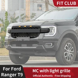 For Ford Ranger T9 Big Letters Style Grills 2023 Everest 2024 4*4 Grille With Little Yellow light Matte Black Ranger Accessories