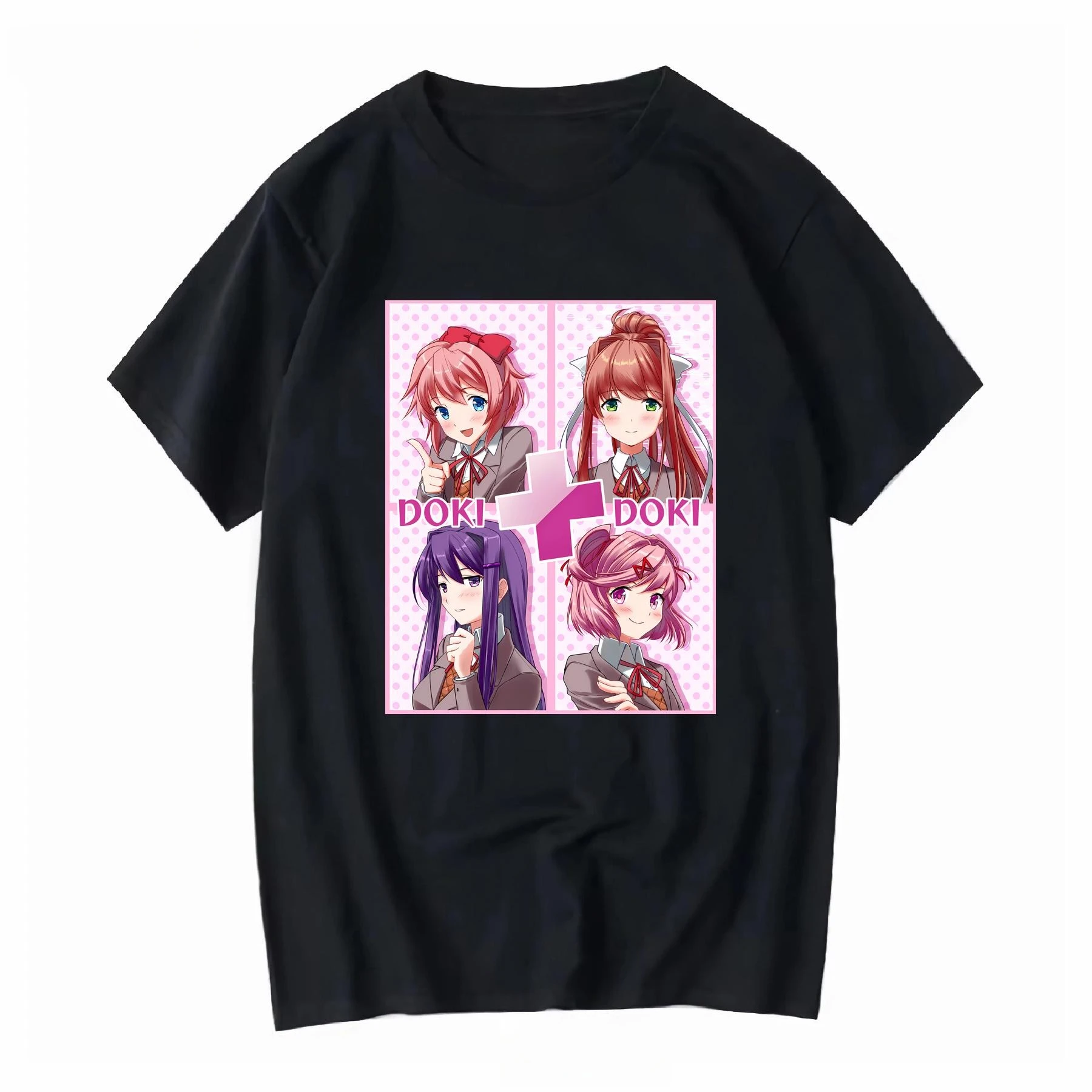 تي شيرت للفتيات الأدب DDLC Plus Just Monica Horror Vintage Washed للجنسين للارتداء اليومي جرافيك قابل للتنفس