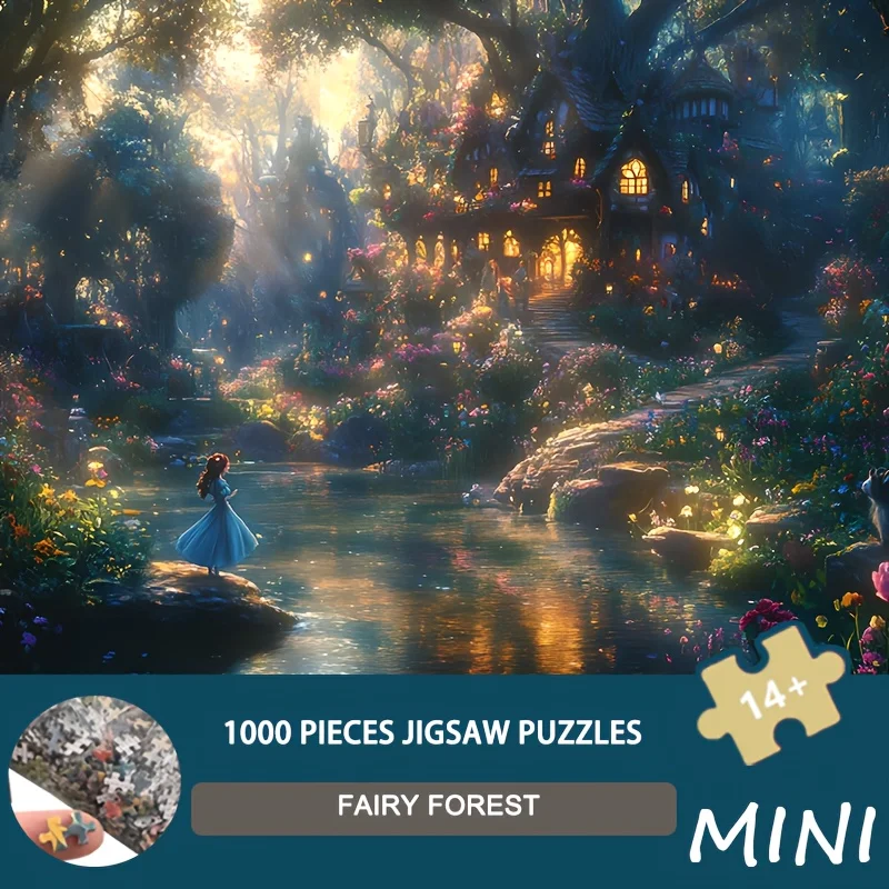 

Mini Puzzle 1000 Pieces Fairy Forest Art Landscape - Premium Thick Cardboard, Adults & Collectors, Home Decor, 38x26cm