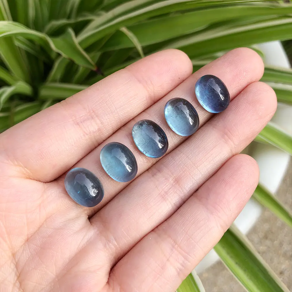 Natural Aquamarine Oval Cabochon Gemstones Crystals Healing Stones for Rings DIY Crystal Home Decoration Room Decor Rare Beauty