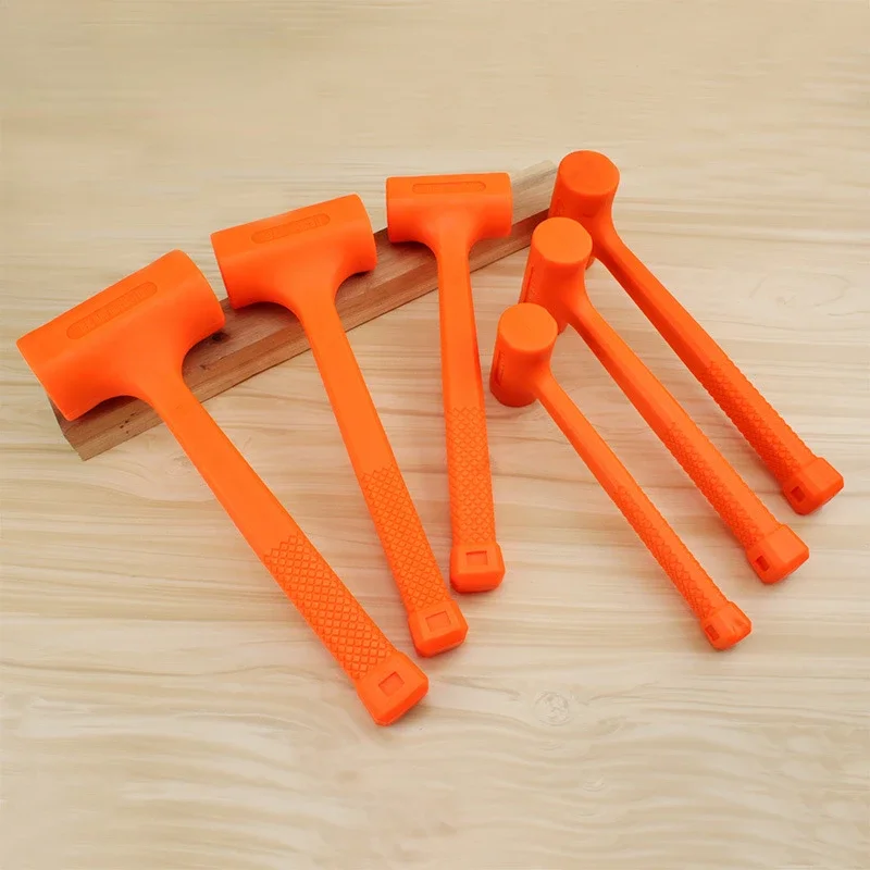 0.5-4LB Multifunctional Tool Dead Blow Mallet Orange Soft Rubber Unicast Hammer Install Hammer Wood Flooring Tool No elasticity