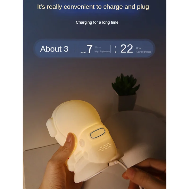 B03C-LED حماية العين ضوء الليل رائد الفضاء سيليكون ترفرف مصباح الأطفال السرير عنبر مصباح جو عاطفي