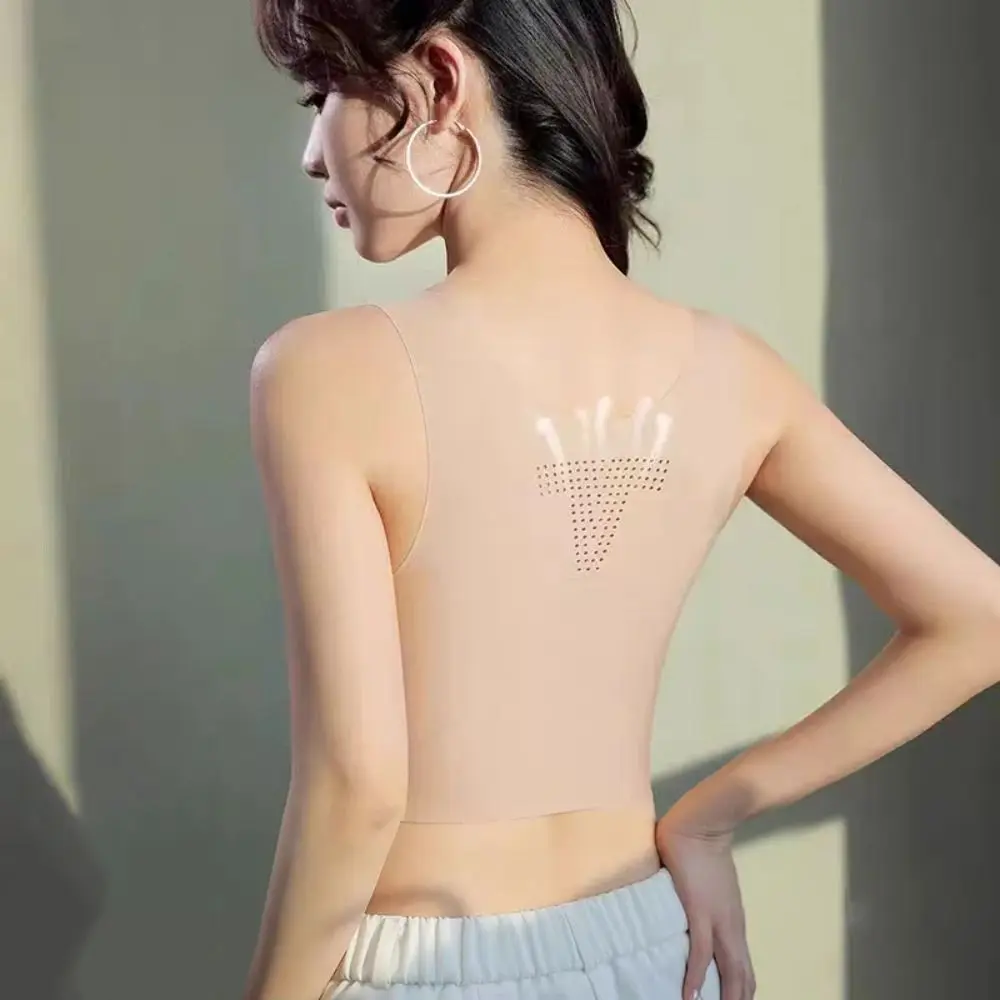 Solid Color Ice Silk Wireless Bra Slim U Neck Underwear for Women Ultra-thin Lingerie Girls Seamless Bra Sport