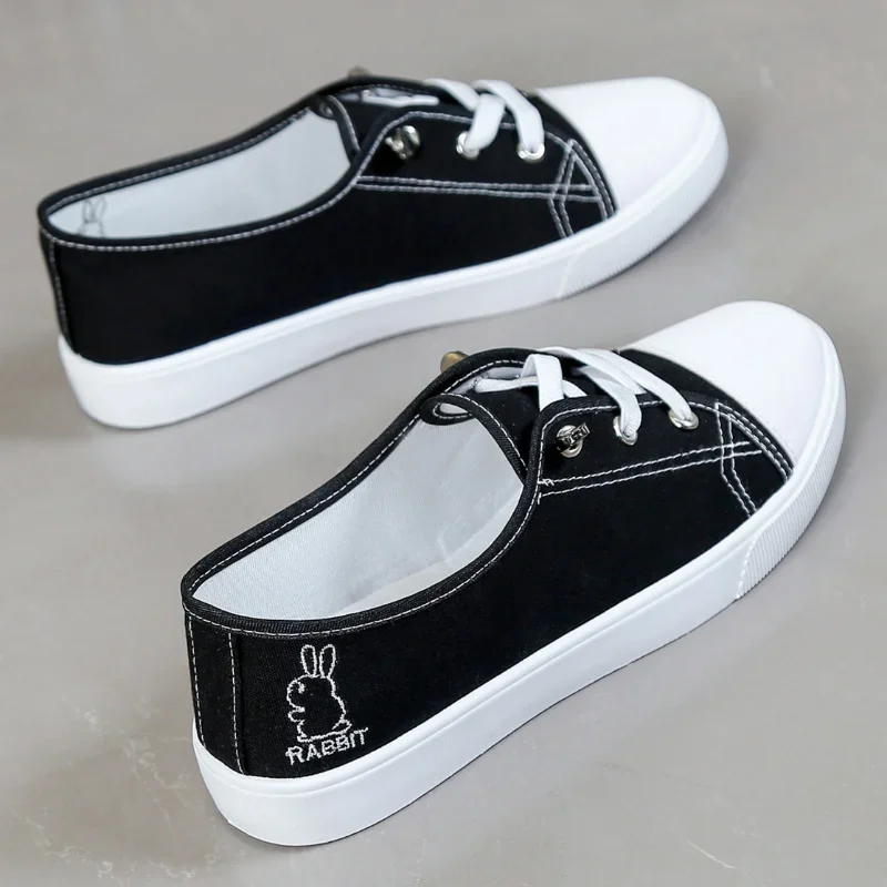 fashion Cute Students Canvas Shoes Summer Ladies Casual Board Shoes One Foot Stirrup Lazy Shoes sneakers